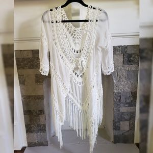 Beautiful Paradise Boho White Crochet Kimono